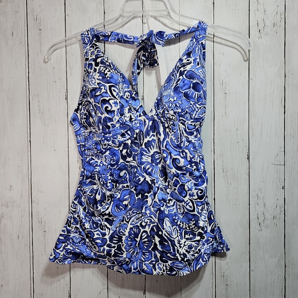 Ralph Lauren LRL Playa Floral Halter Tankini Swimsuit Top Bikini Bottom Size 8. - Picture 3 of 13